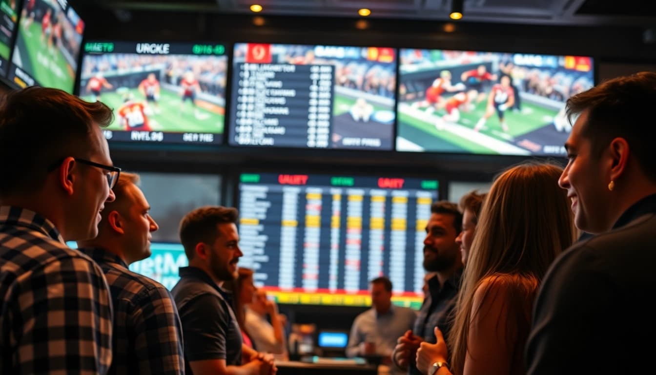 Engage in Sports Betting with dynamic groups at a lively sportsbook.