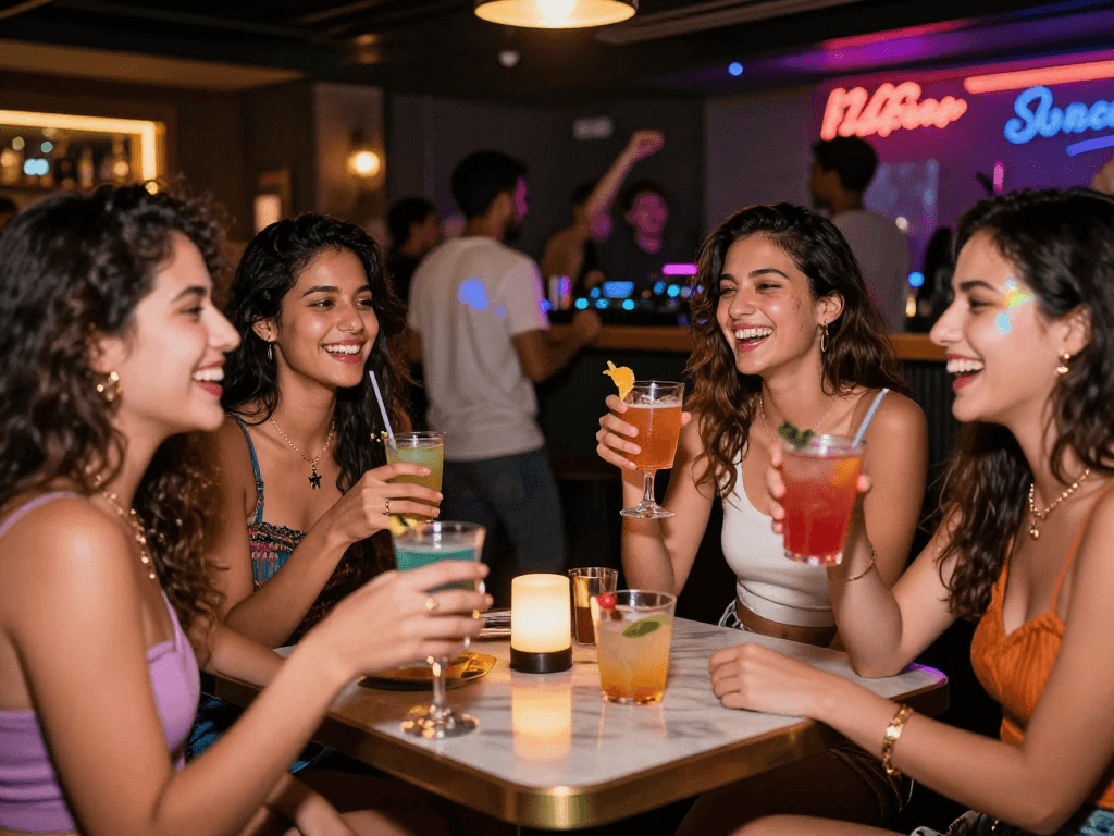 Gái gọi tận hưởng đêm nhạc sống sôi động tại quán bar thời thượng