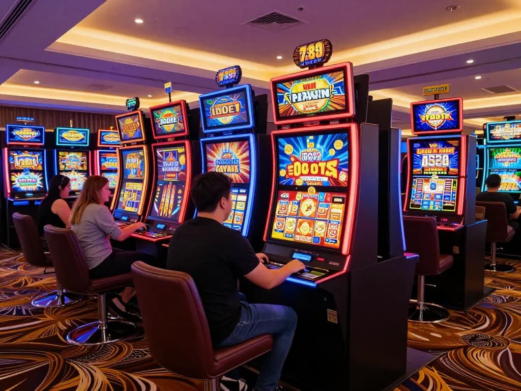 Players winning big at 789club's exciting slot machines in a vibrant casino atmosphere