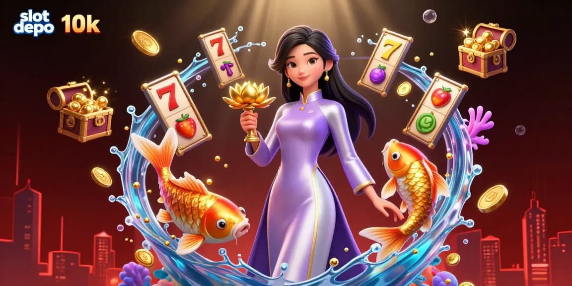 Experience thrilling winnings at slot depo 10k with this dazzling underwater-themed casino scene.