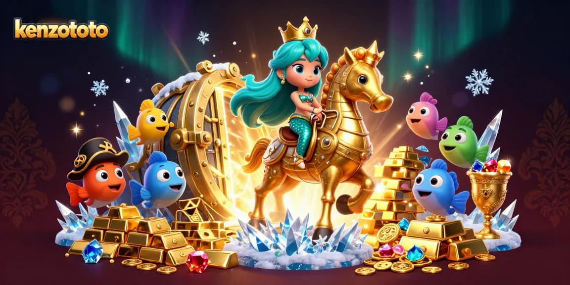 Kenzototo brings vibrant cartoon mermaid adventure with gold treasure, slots, and gaming excitement!