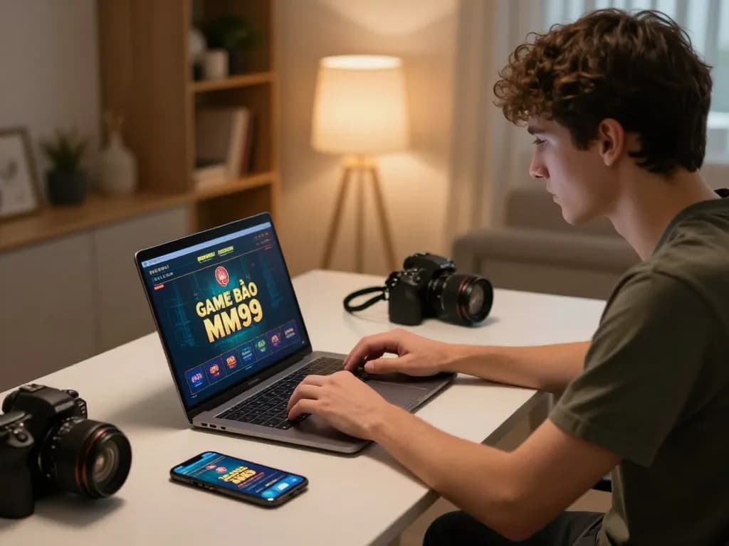 Engaging with GAME BÀI MM99 while enjoying a cozy online gaming experience at home