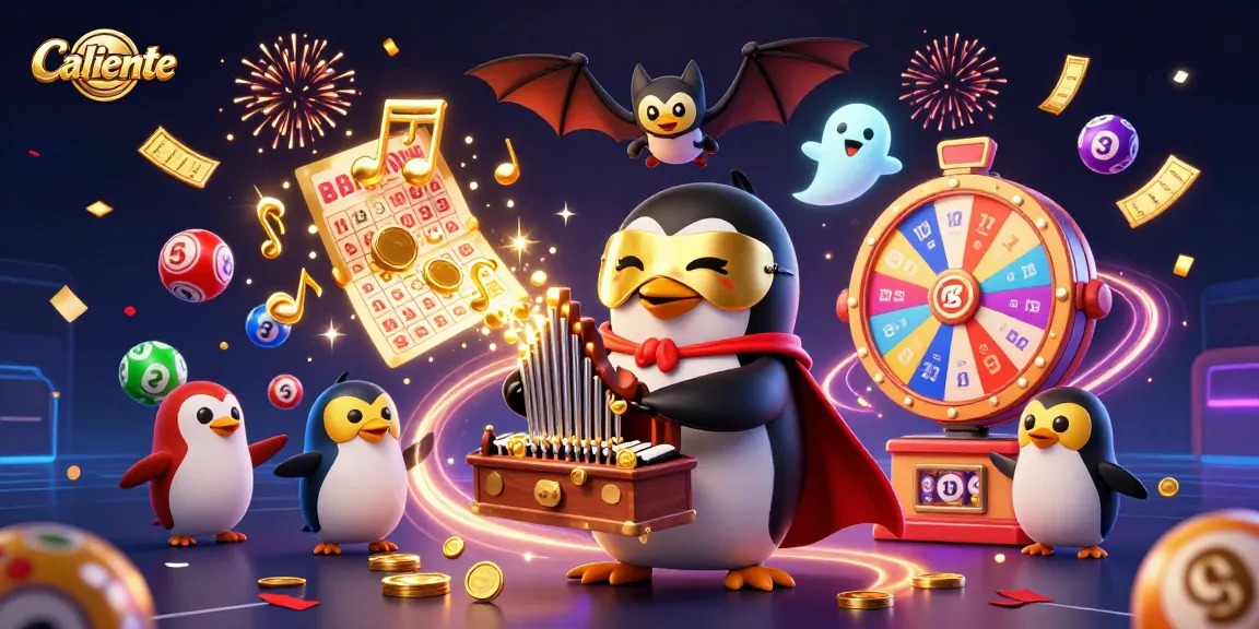 Caliente brings excitement with the penguin organist, golden coins, and thrilling lottery balls