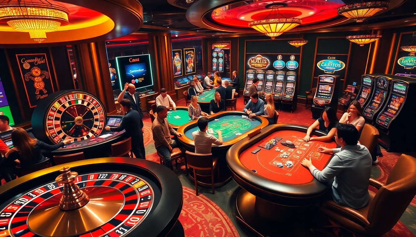 S8 casino vibrant scene of players enjoying table games and slot machines