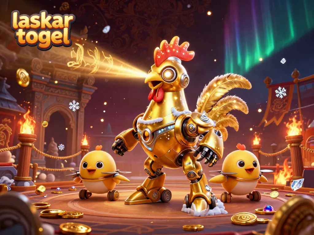 Engage in thrilling gaming as you explore the laskar togel universe with vibrant characters and golden elements.