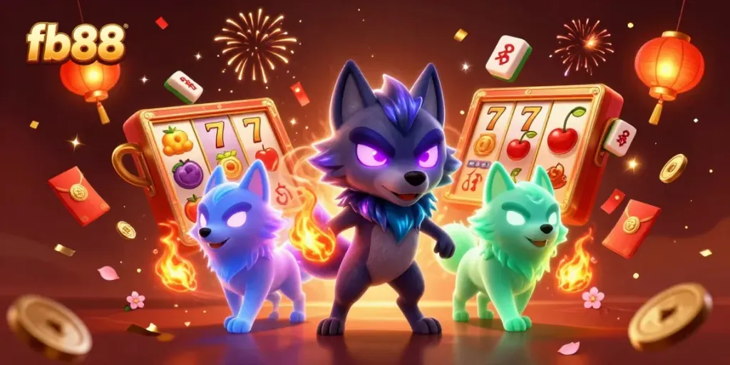 Engage with vibrant casino gaming at fb88 with captivating characters amidst festive gaming symbols.