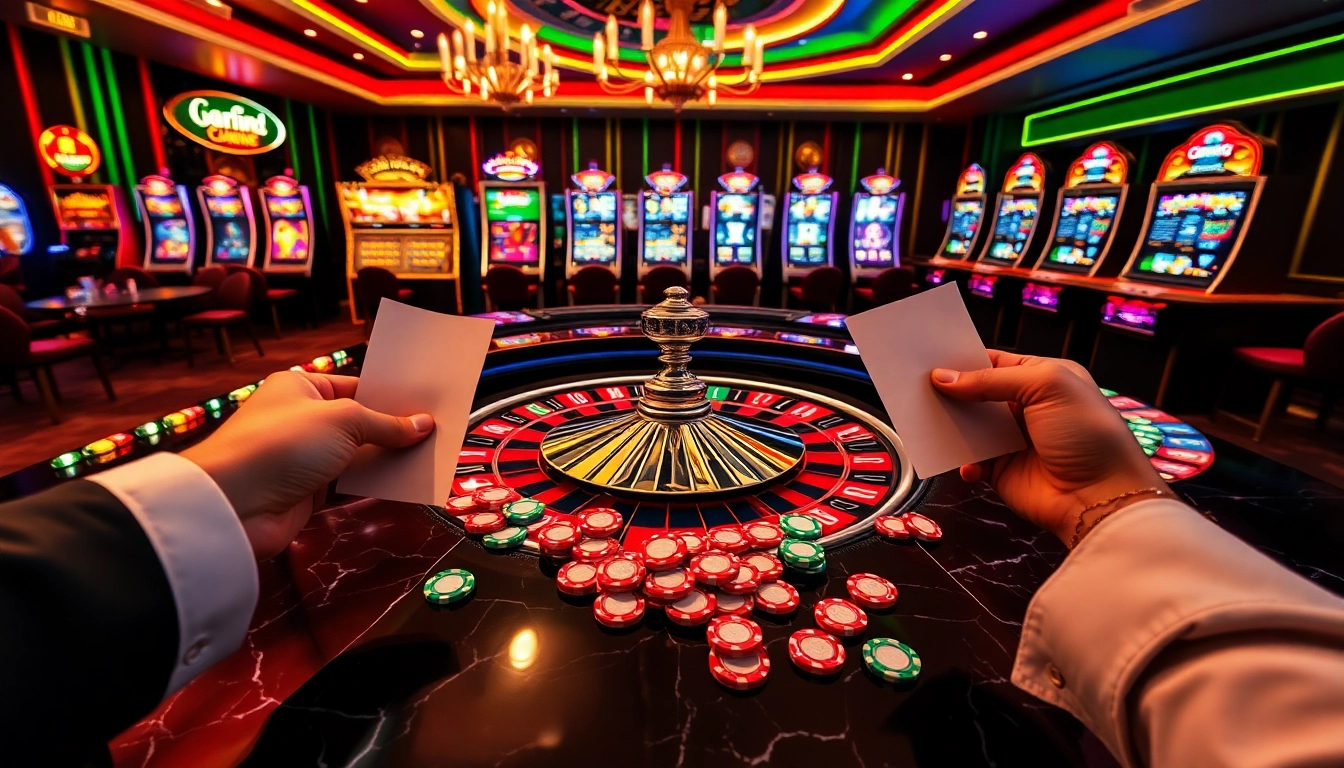 Experience the excitement of gambling on https://okwin.blog/ with vibrant casino visuals showcasing roulette and poker.