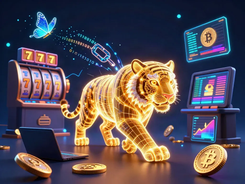 Experience thrilling gameplay in a situs slot digital casino environment with a glowing tiger and rich slot elements.