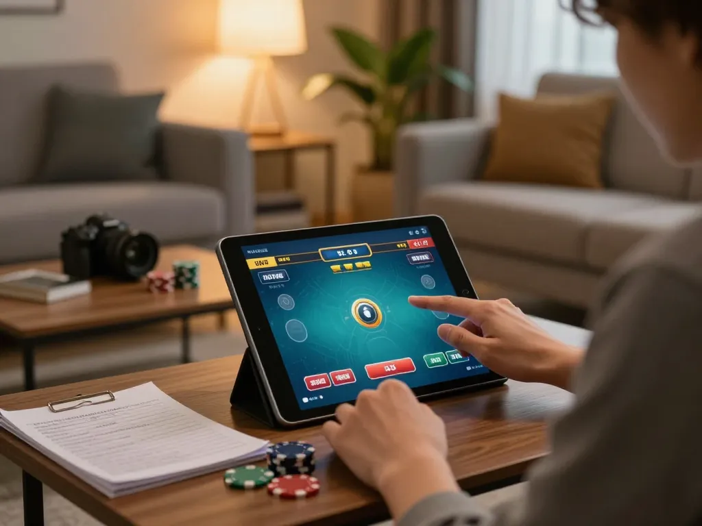Engaging moment of a player strategizing in Rik vip online poker from home.