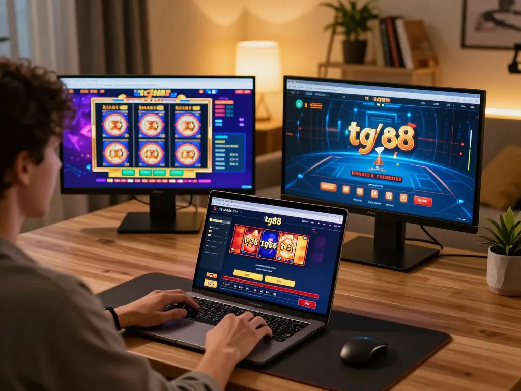 Player engaging with tg88 online casino interface showcasing vibrant games and strategic gameplay.