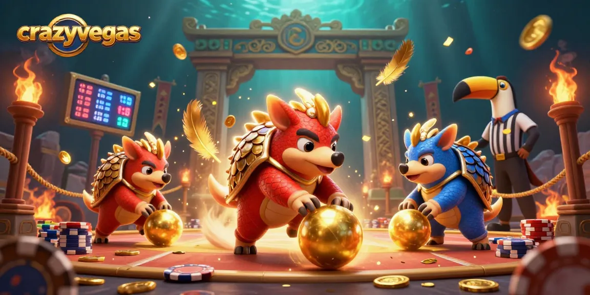 Crazyvegas pangolins clash in a vibrant casino showdown filled with gold and excitement.