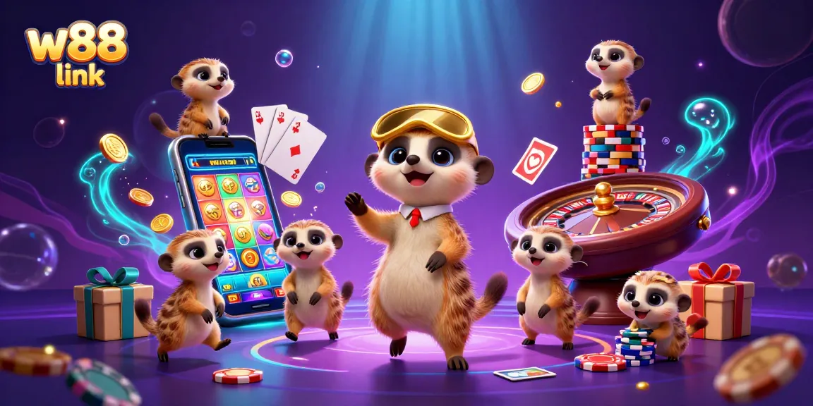Experience the thrill of the w88 link casino with playful meerkats running a lively gaming operation.