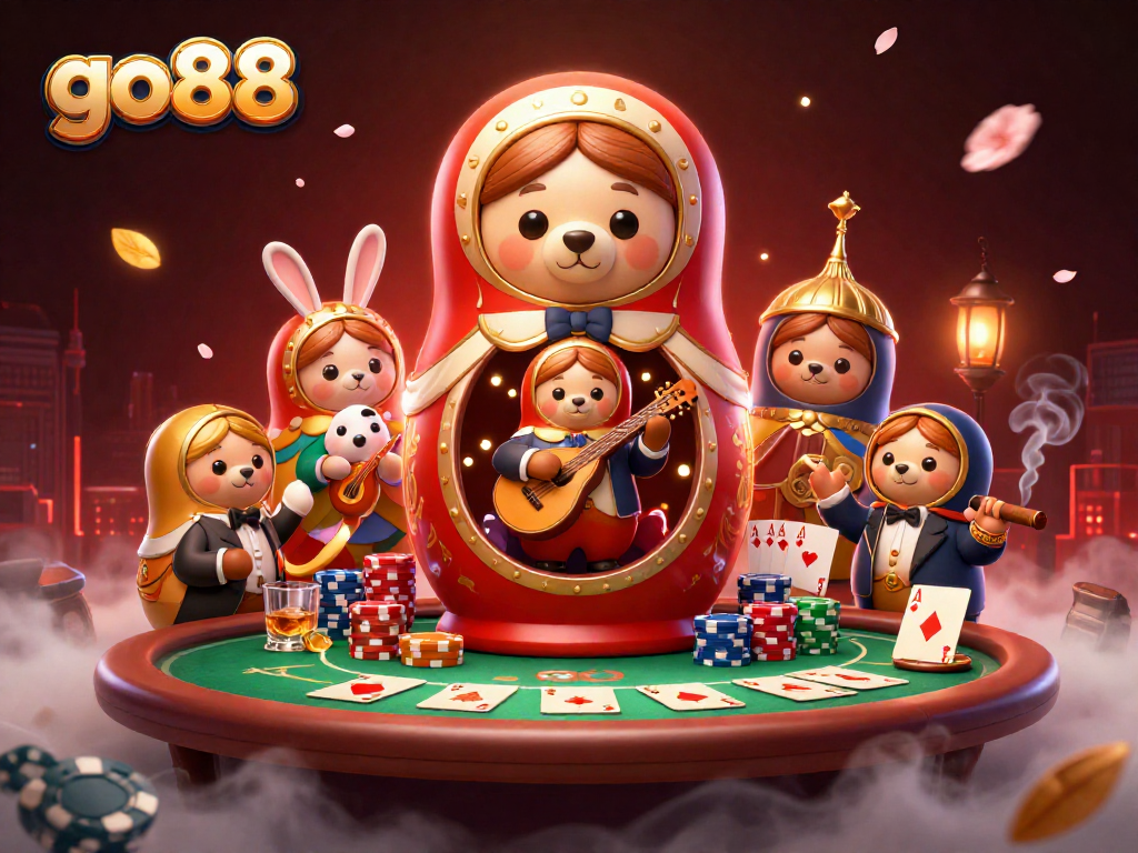 Experience big wins at go88 with vibrant characters and casino elements illustrated in a dynamic scene.