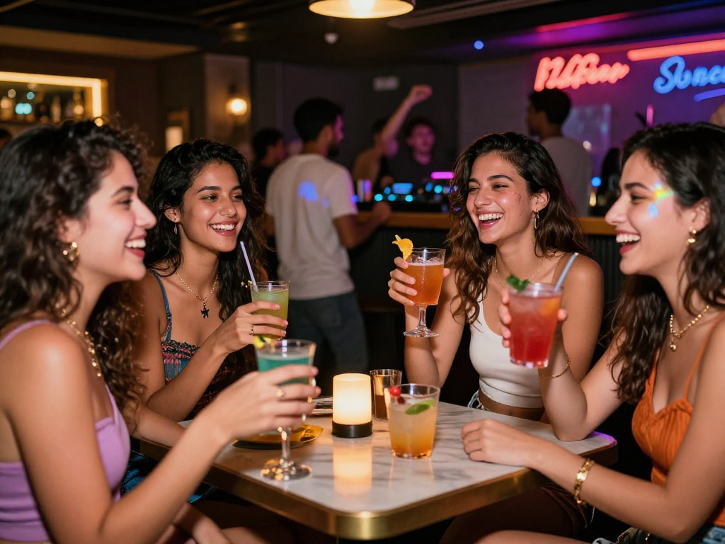 Gái gọi tận hưởng đêm nhạc sống sôi động tại quán bar thời thượng