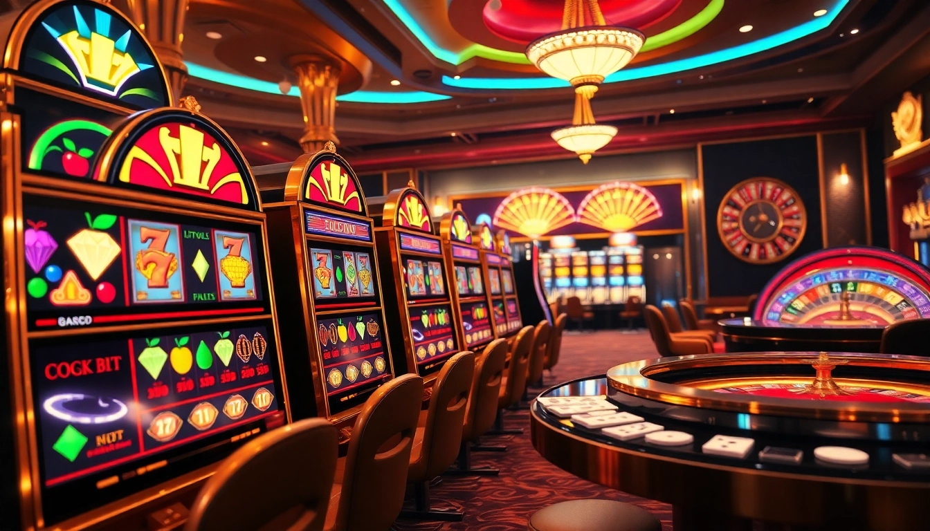 Experience thrill with slot gacor machines in a vibrant casino atmosphere filled with poker chips.