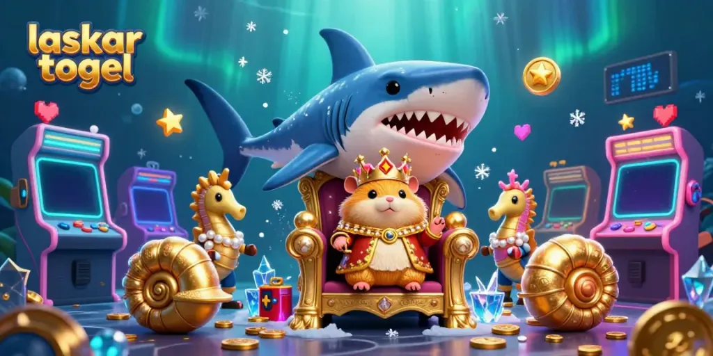 Engage with laskar togel's vibrant online gaming experience featuring a hamster king and game elements.