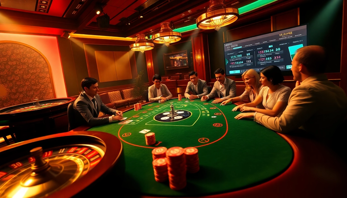 Players enjoying an exciting game at the 88i casino table with vibrant chips and cards.