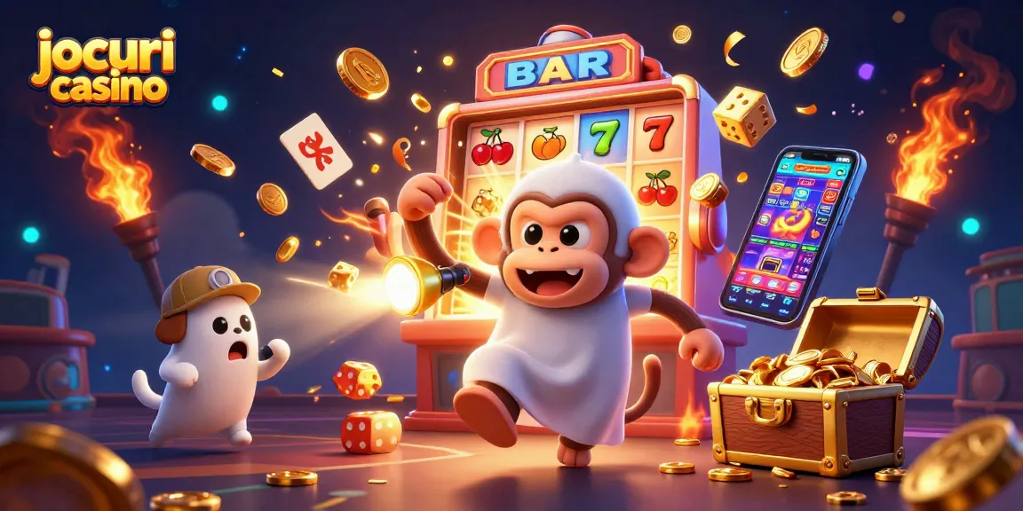 Joacă jocuri casino captivante cu un maimuțoi poltergeist și un cățel vânător în imagini fascinante.