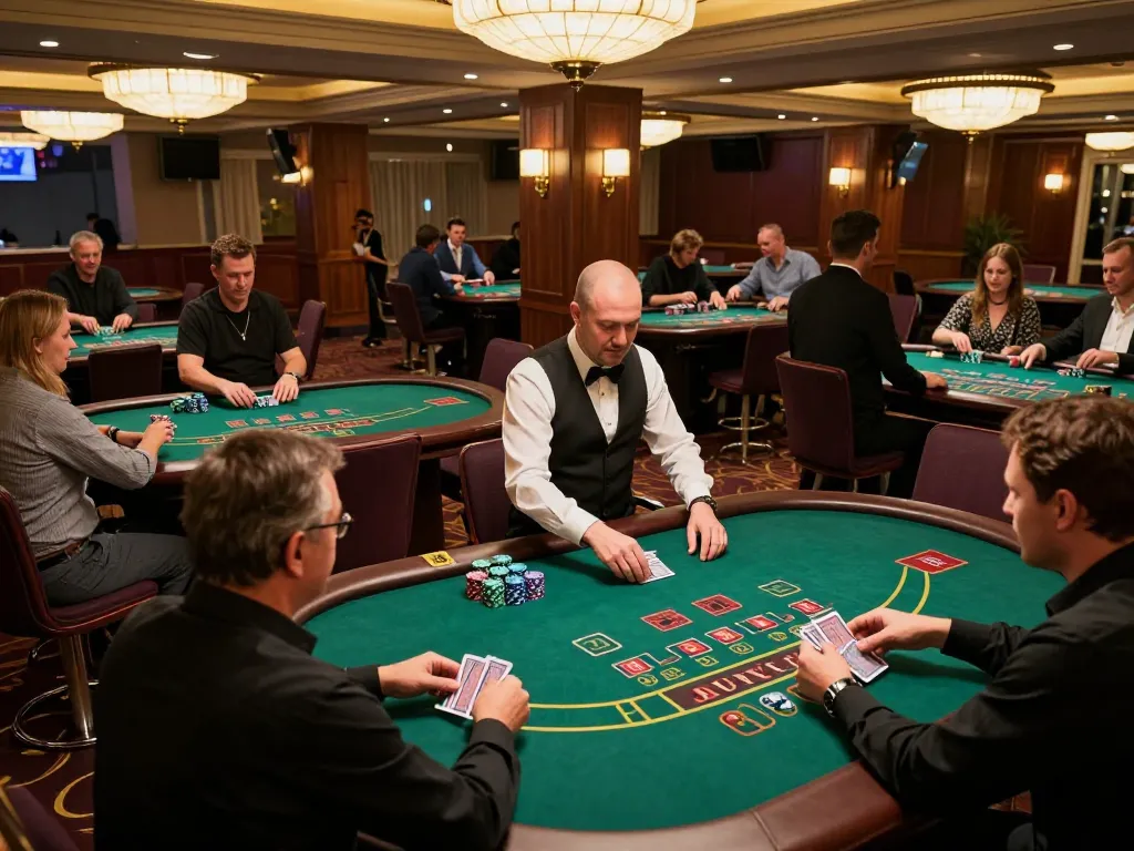 KONG 88 players engaging in blackjack strategy on vibrant casino floor.
