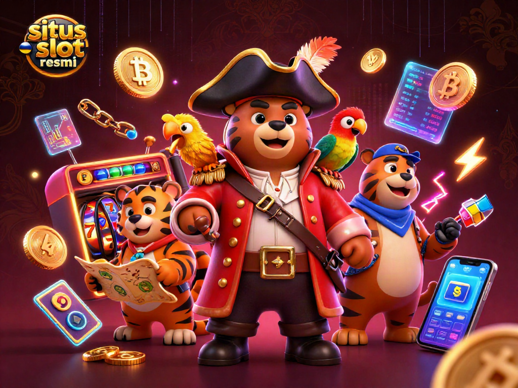 Memenangkan jackpot di situs slot resmi dengan karakter beruang bajak laut dan teman-teman di kasino digital.