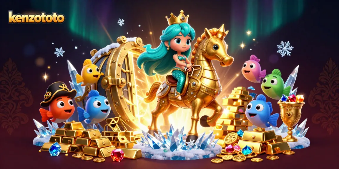 Kenzototo brings vibrant cartoon mermaid adventure with gold treasure, slots, and gaming excitement!