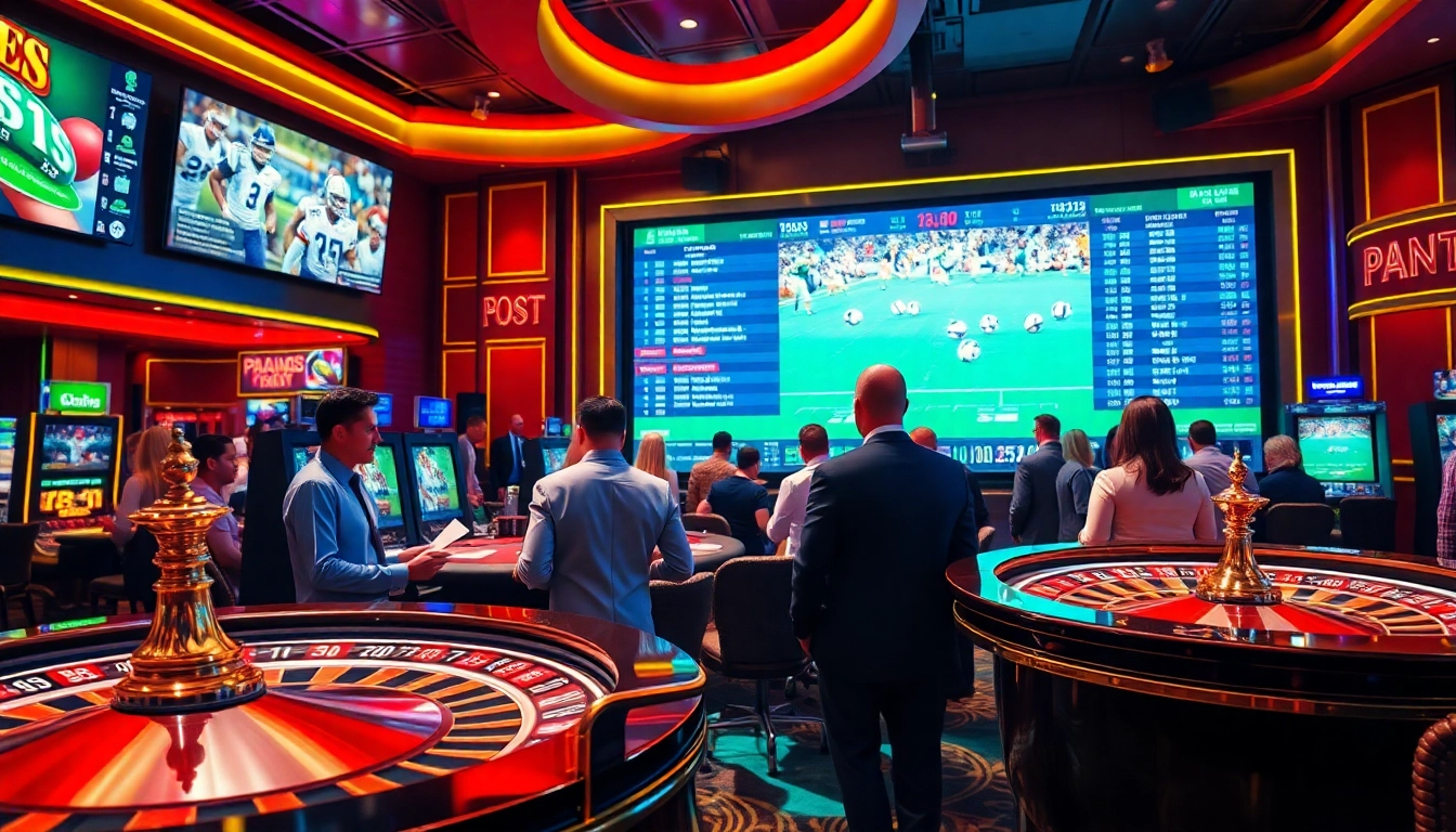 Engaging bettors strategizing in a vibrant trang web cược bóng đá environment filled with excitement.
