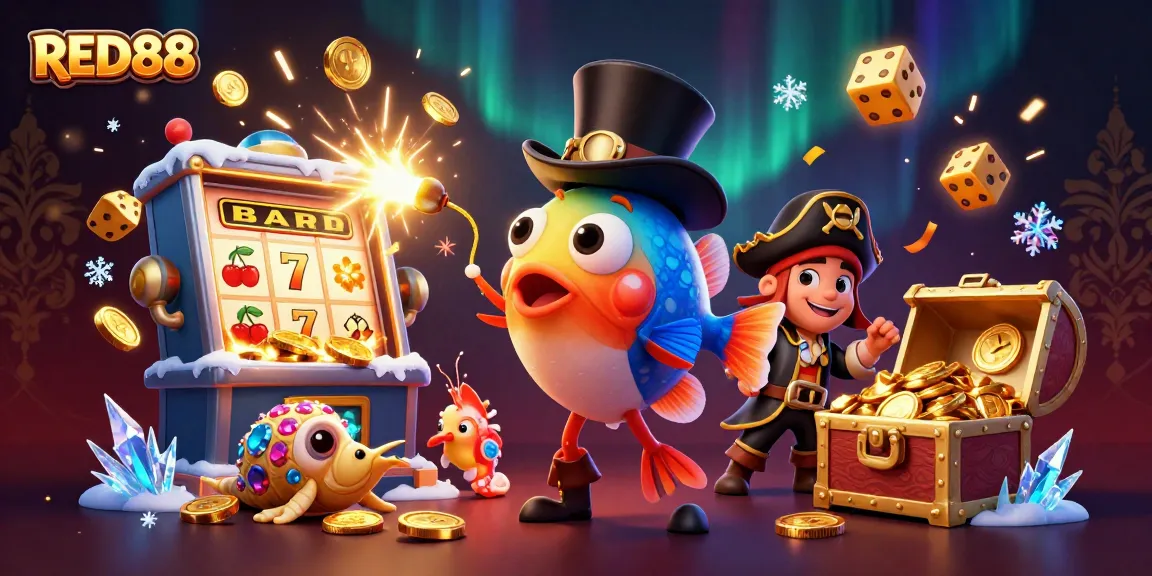 Spin to win big with RED88 in a vibrant 3D casino scene filled with treasures and excitement!