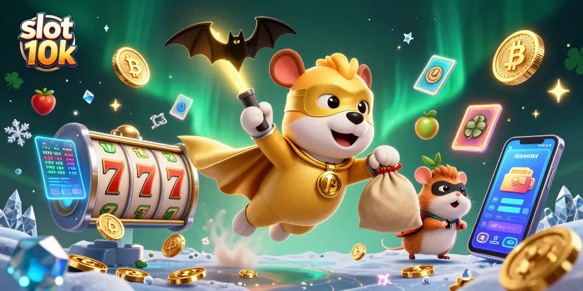 Win big with slot 10k in this vibrant 3D casino illustration showcasing gameplay excitement.