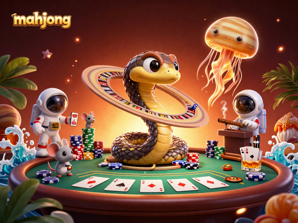 Experience thrilling mahjong action with cartoon characters in a vibrant casino setting.