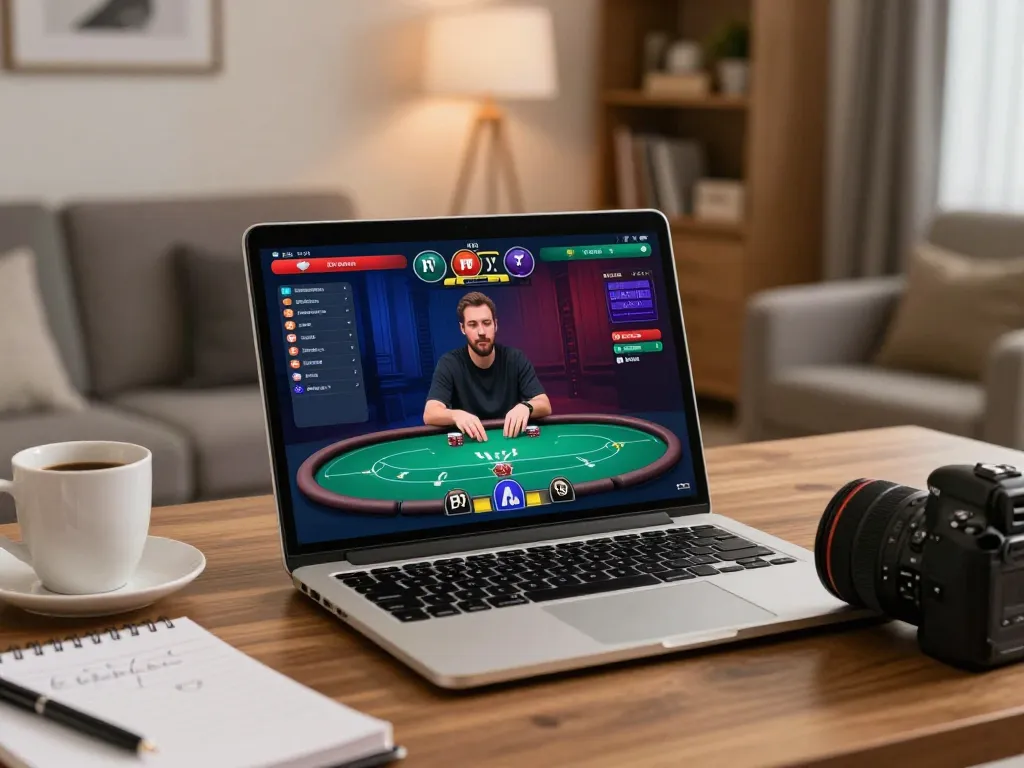 Engaging in online poker strategy with friends using the Go8 poker application.