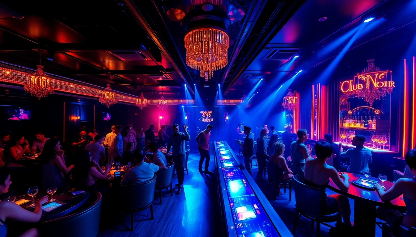 Night club sxm at Club Noir features vibrant dancers, luxurious seating, and lively atmosphere.