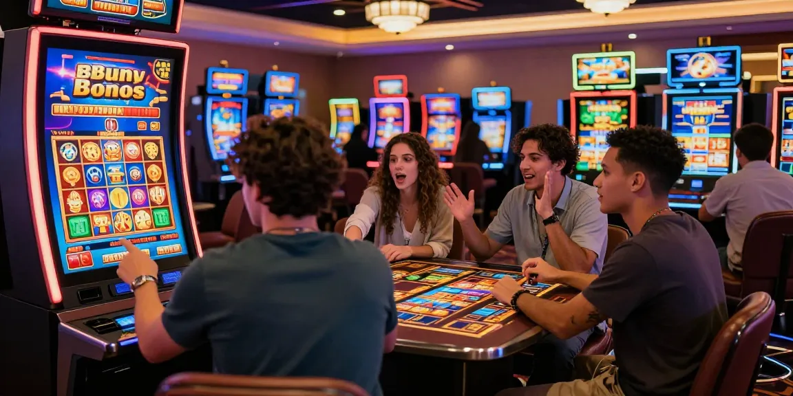 Players enjoying cocomaya bonus buy slots in a vibrant online casino environment, showcasing excitement and camaraderie.