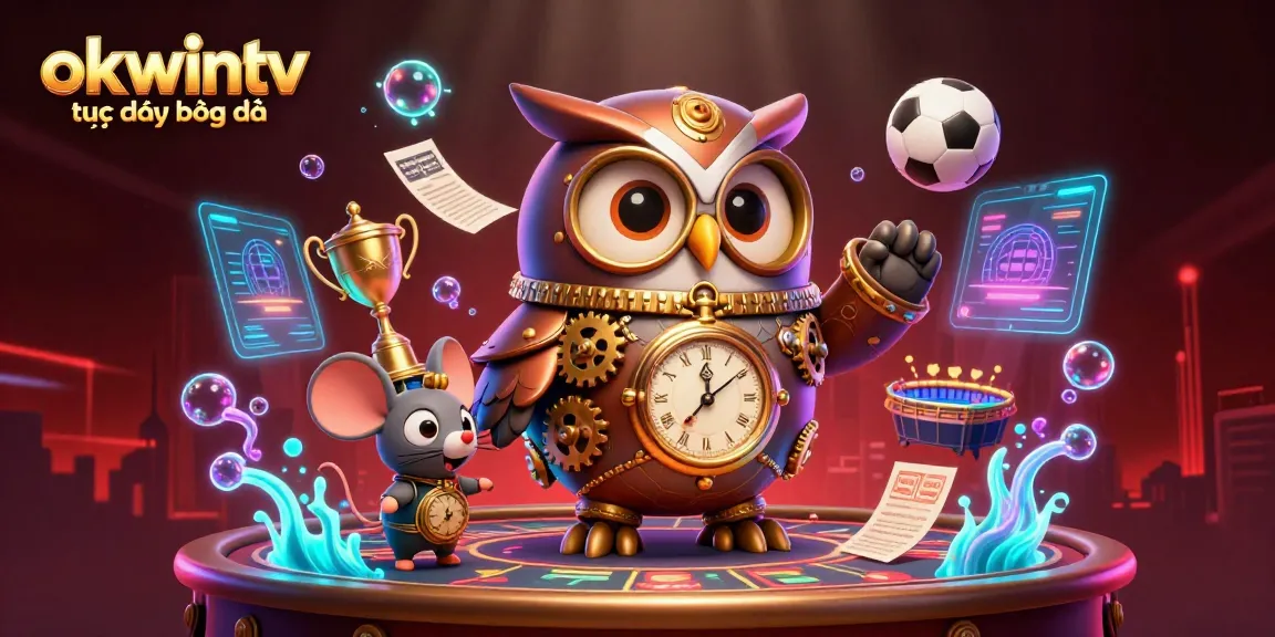 Experience the thrill of okwintv trực tiếp bóng đá with dynamic sports betting elements in a vibrant 3D scene.