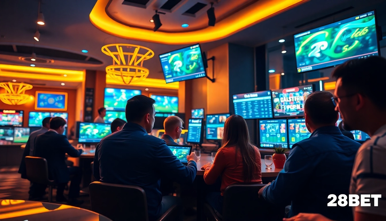 Captivating scene of online gaming at nhà cái 28BET, highlighting sports and casino action.