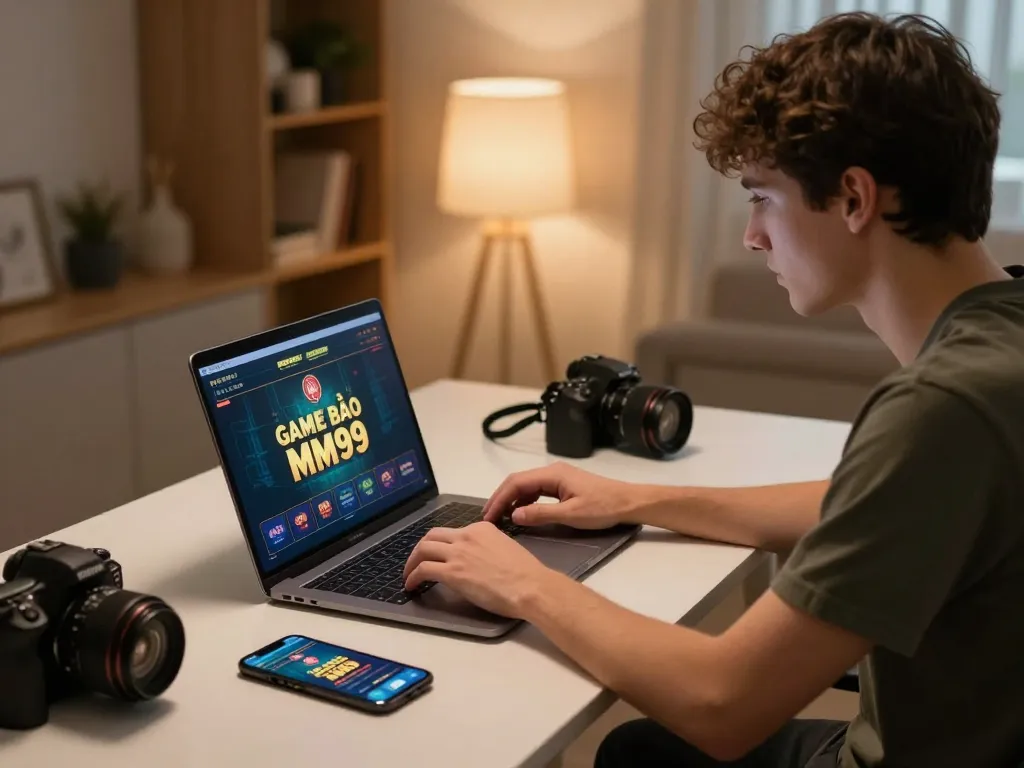 Engaging with GAME BÀI MM99 while enjoying a cozy online gaming experience at home