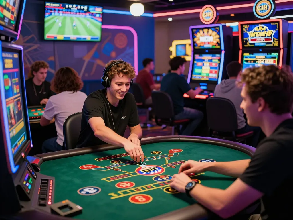 Players enjoying various games like baccarat and slots at GI8 online casino, highlighting the vibrant and engaging atmosphere.