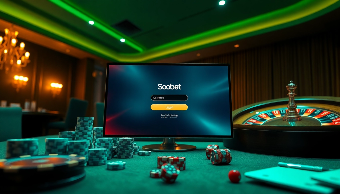 Experience sbobet login indonesia seamlessly with a luxurious online gambling interface filled with casino elements.