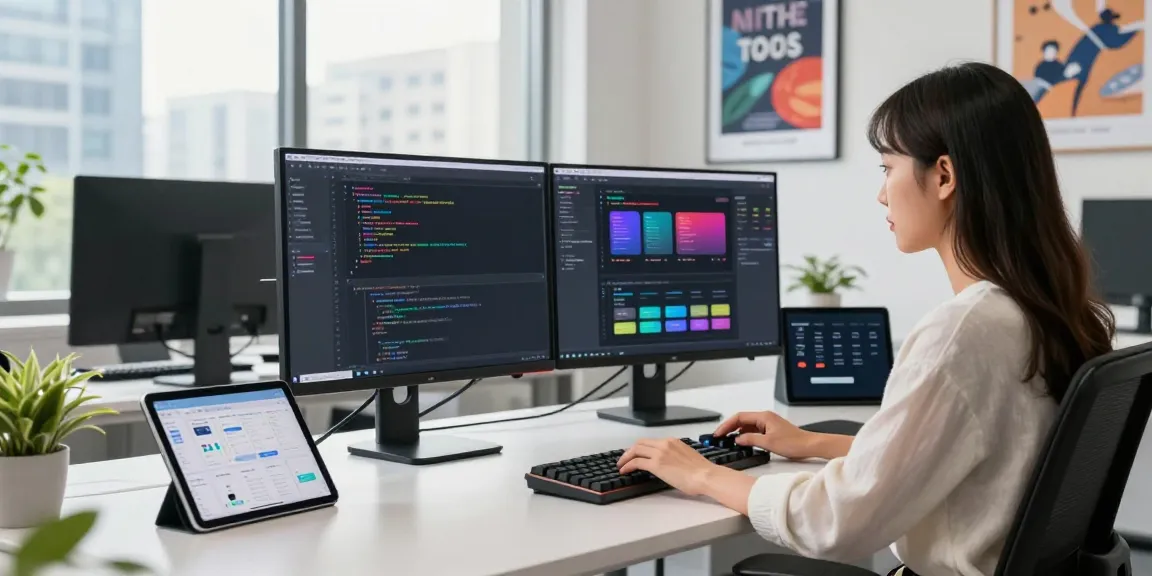 The A80 website showcases a modern tech workspace with a software developer coding on dual monitors, embodying innovation and creativity.