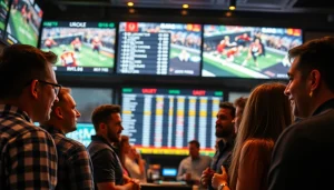 Engage in Sports Betting with dynamic groups at a lively sportsbook.