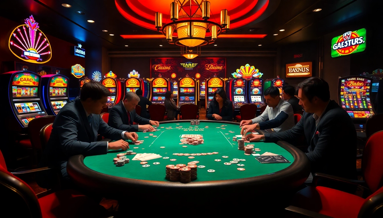 Players strategizing at a poker table featuring https://bj66.at's vibrant casino games.
