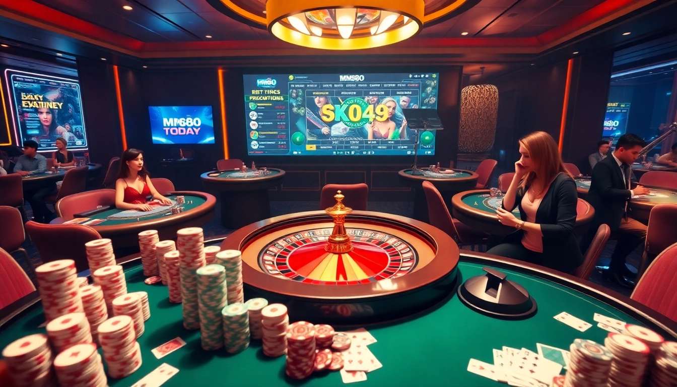 MM88 TODAY highlights an engaging casino scene with poker chips, roulette wheel, and thrilling gaming atmosphere.