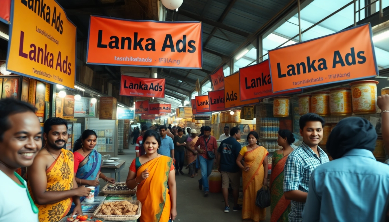 Lanka Ad marketplace showcasing vibrant Sri Lankan crafts and lively vendors.
