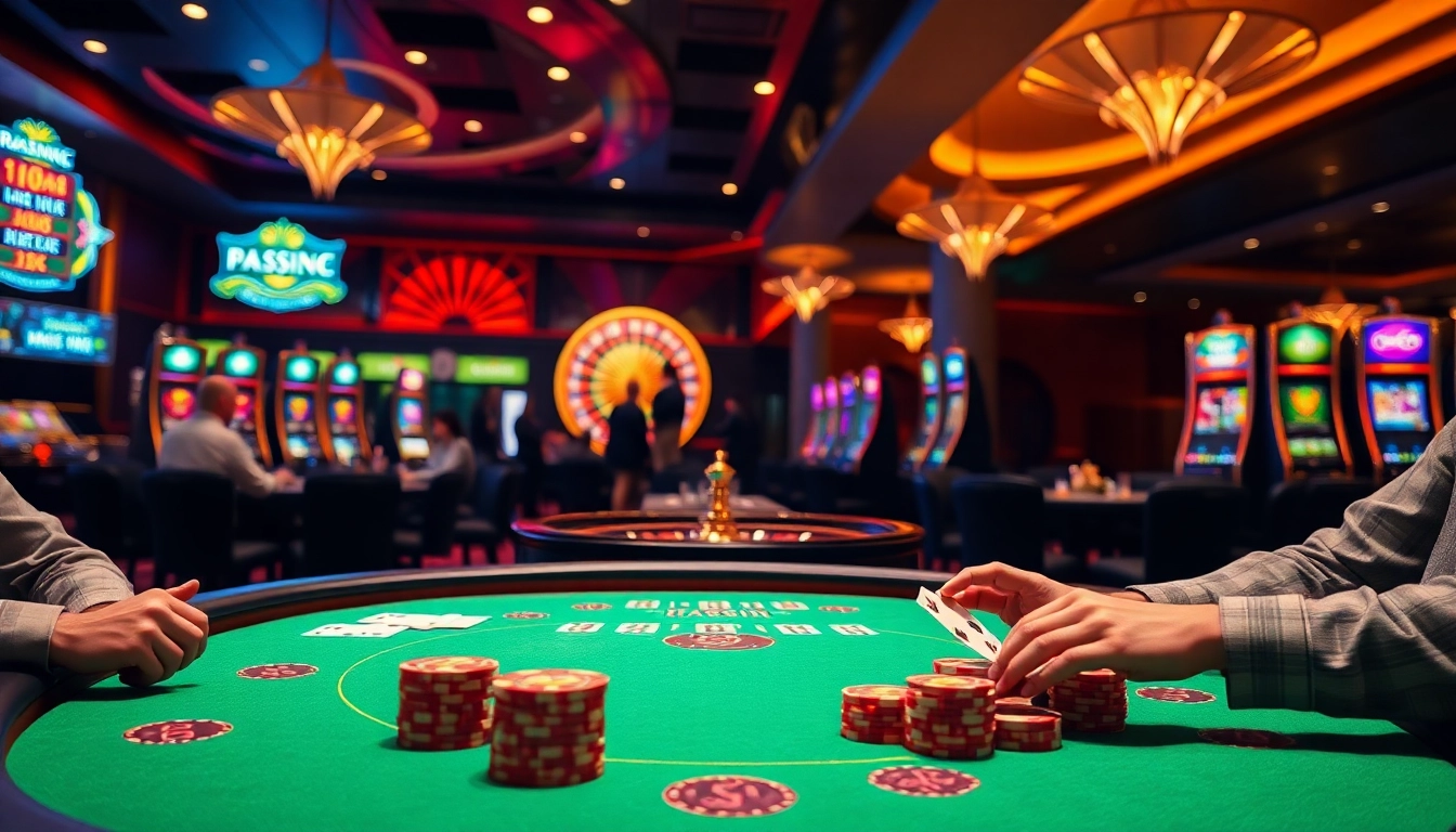 Players engaging at a glamorous Blackjack table, highlighting Nhà cái Bj66's thrilling gambling experience.