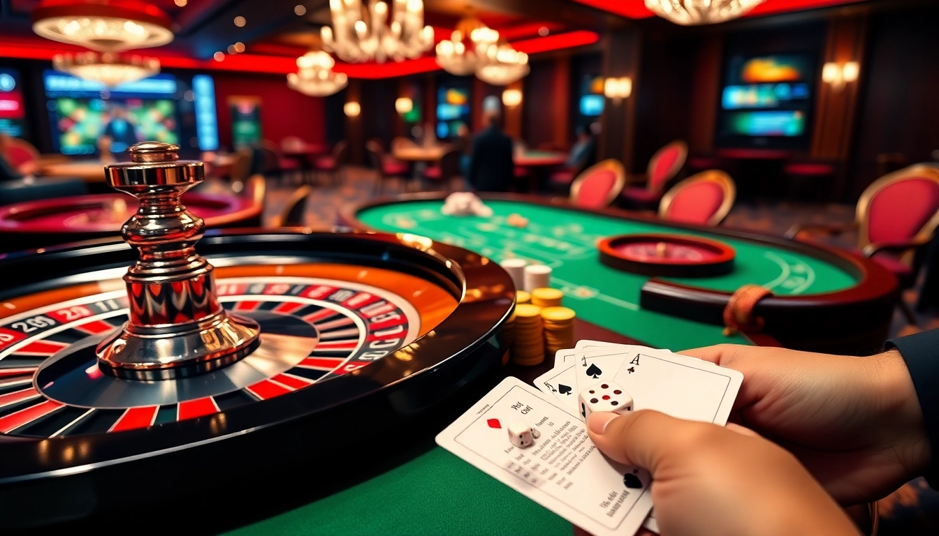 Engaging gaming scene featuring XX88.AI with poker chips, cards, and a vibrant roulette wheel.