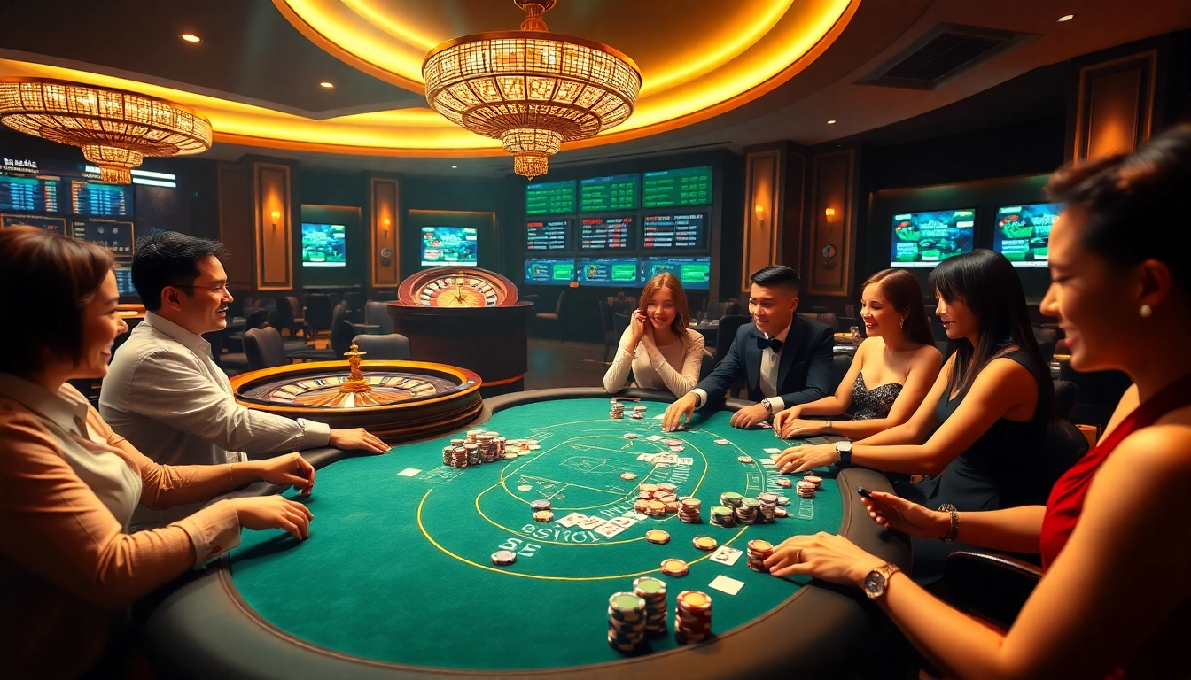 Exciting poker game at a luxurious casino table featuring 789f nhà cái elements.
