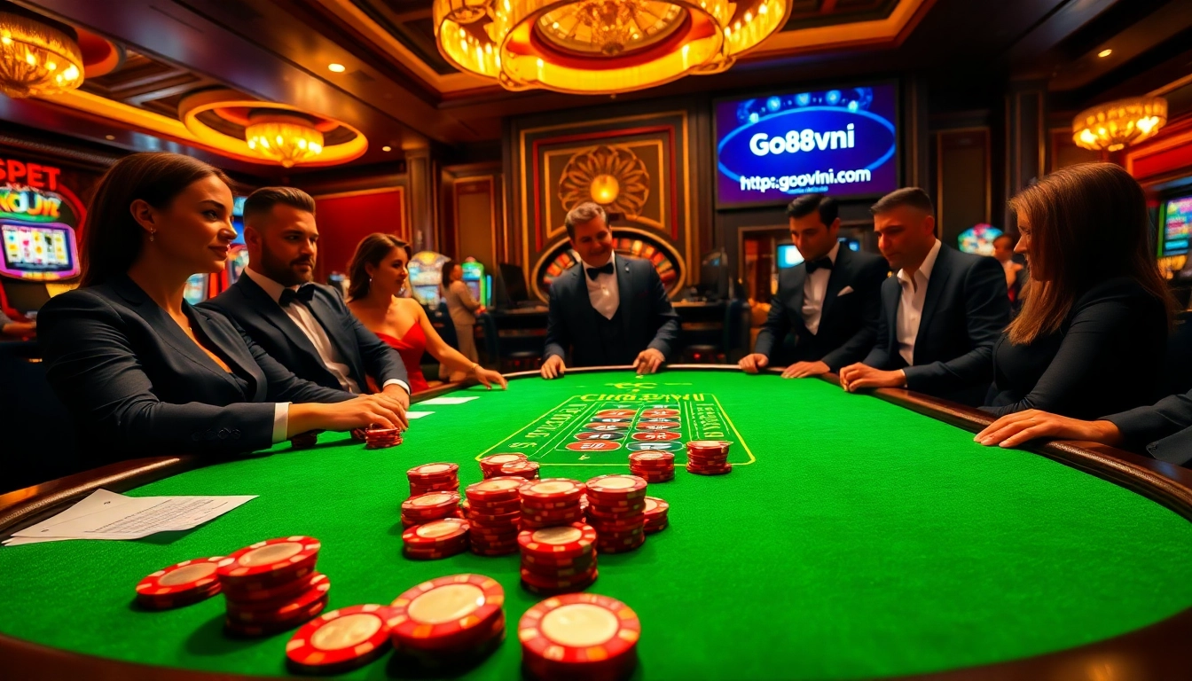 Engaging poker scene with players at a table showcasing excitement and strategy at https://go8vni.com/.