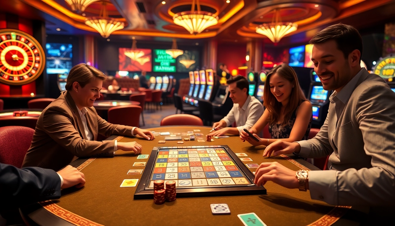 מרגש משחק רמיקוב אונליין עם אריחים צבעוניים ואלמנטים של קזינו בסביבה יוקרתית.