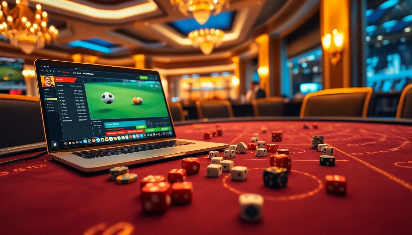 Experience สมัครแทงบอล with excitement at a vibrant casino table featuring online betting elements.