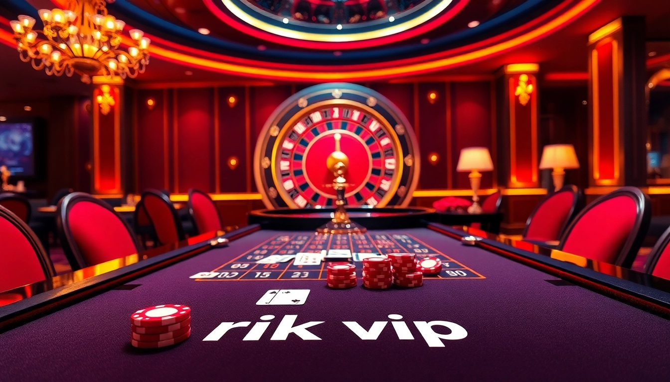 Engaging scene of players enjoying games at the rik vip casino, showcasing cards and roulette excitement.