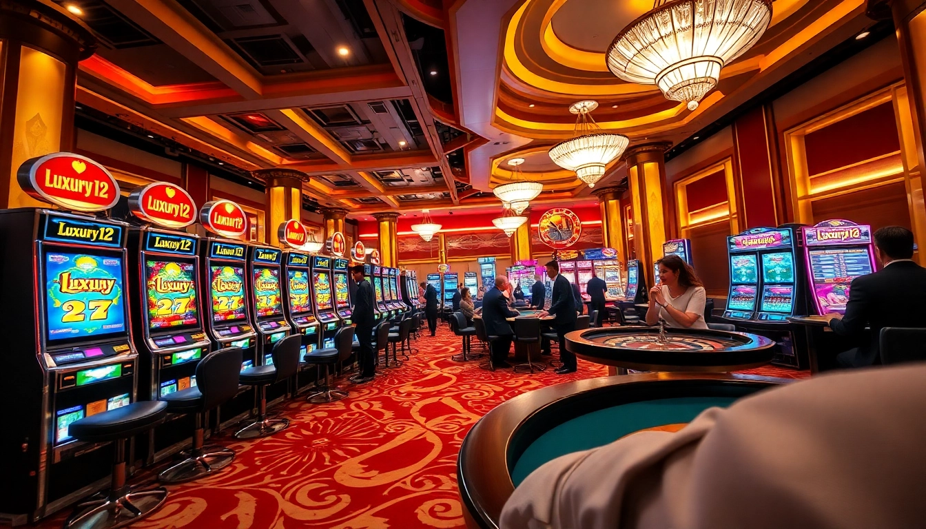 Win at luxury12 while enjoying a vibrant casino atmosphere filled with colorful slot machines and high-stakes gaming.